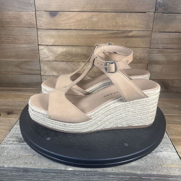 Lucky Brand Womens Size US 6.5M Valki T-Strap Espadrille Tan Platform Sandals - Picture 3 of 10